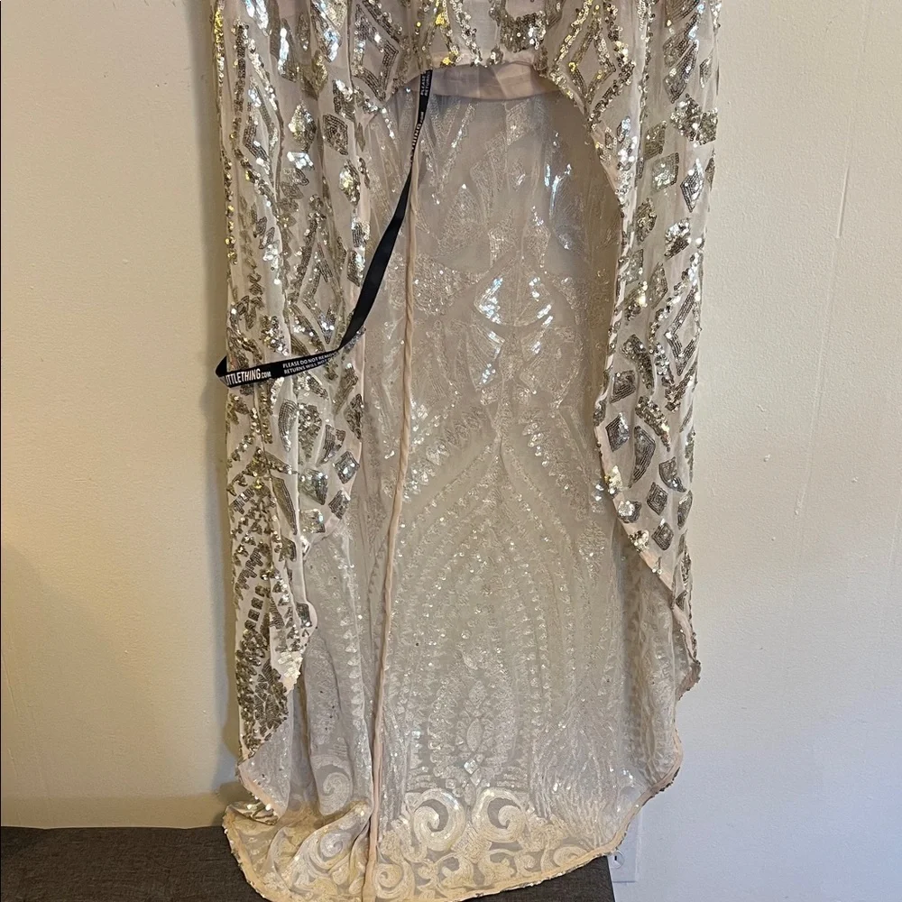 PrettyLittleThing Silver/ gold Embellished Dress - Picture 3 of 10
